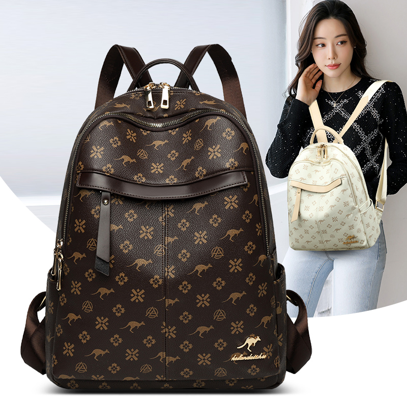 正品芭藜袋鼠2025新款女士时尚旅游轻便背包中年双肩包轻奢女包包