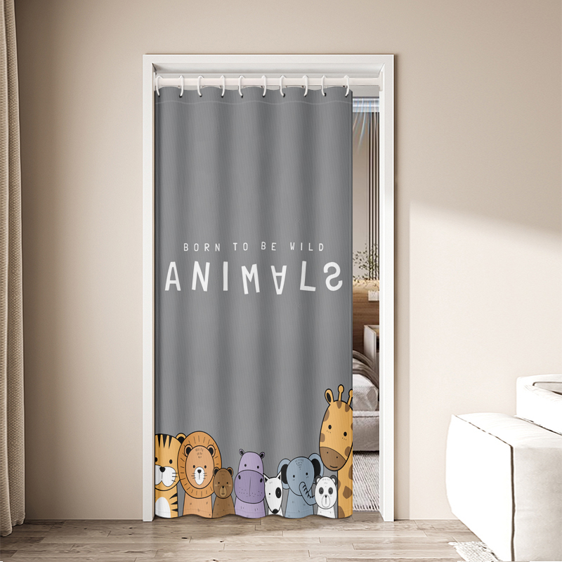 布艺隔断门帘免打孔夏季空调挡风帘卧室厨房客厅窗帘定制尺寸