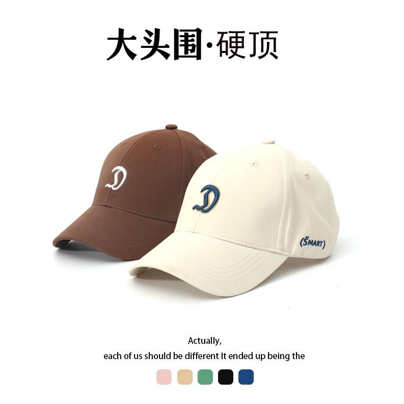 硬顶米色棒球帽女韩版ins休闲百搭大头围显脸小宽檐鸭舌帽男新款