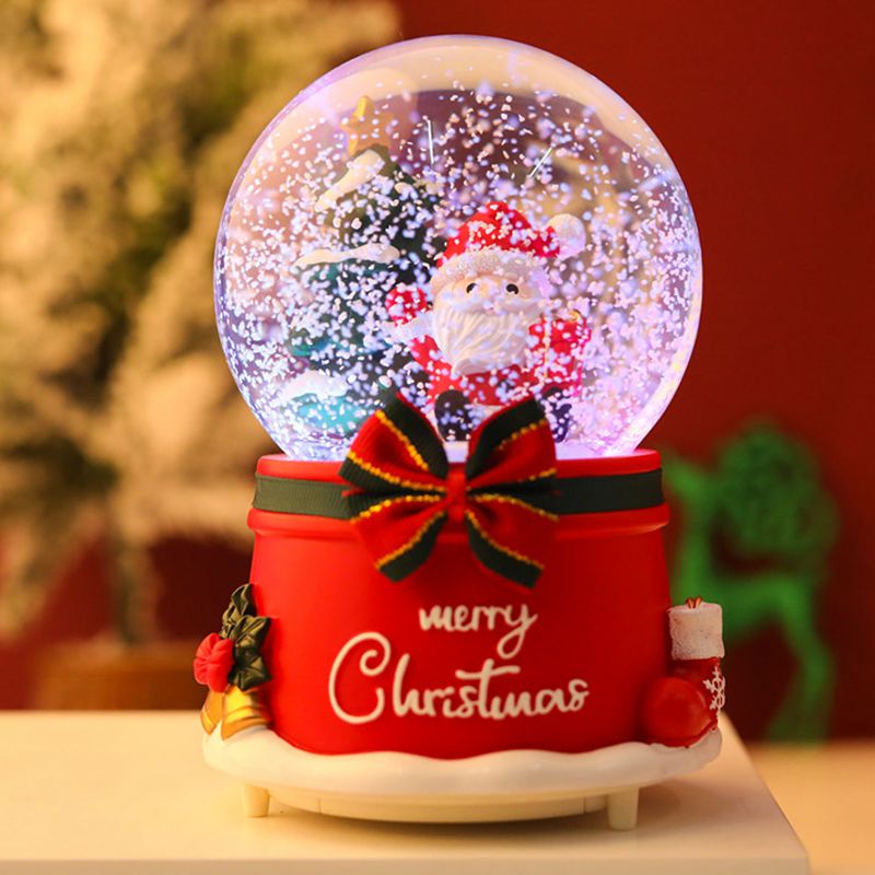 圣诞节水晶球音乐盒旋转雪花圣诞老人雪人八音盒男孩女孩儿童礼物
