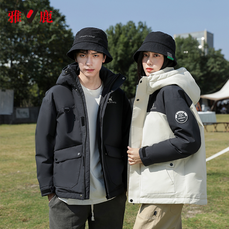 羽绒内胆雅鹿羽绒服冲锋衣男女新款加厚运动工装外套登山