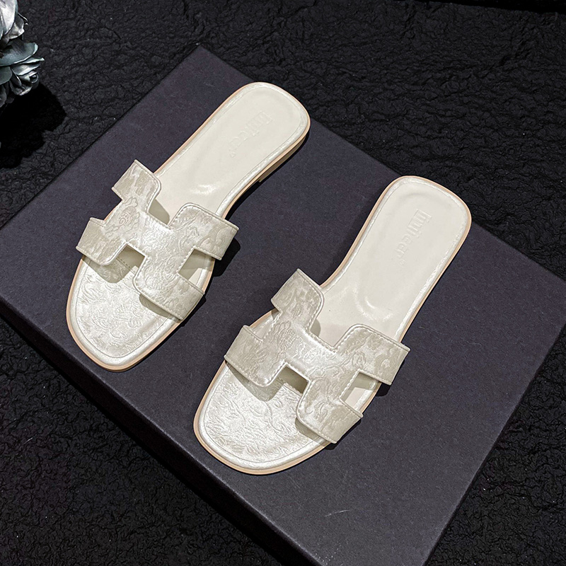 [绸缎款]2025时尚百搭新款平底凉拖女夏季外穿凉拖鞋防滑软底