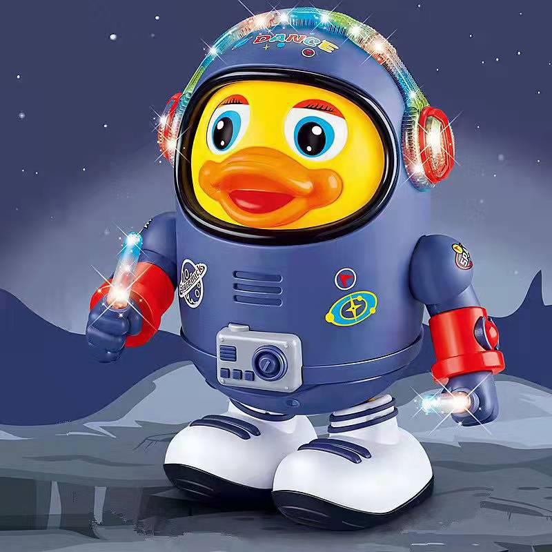 会跳舞的眨眼睛太空鸭搞怪电动机器人灯光音乐盒儿童益智发光玩具