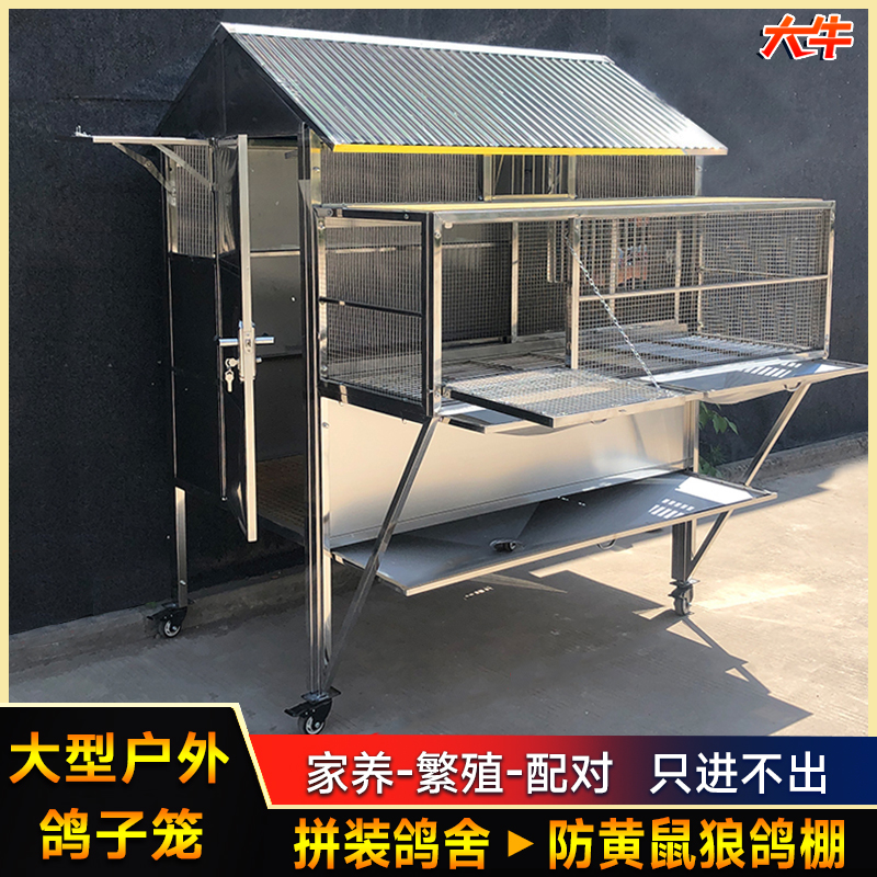大牛大型户外不锈钢鸽子笼家用室外配对笼养殖笼只进不出拼装鸽舍