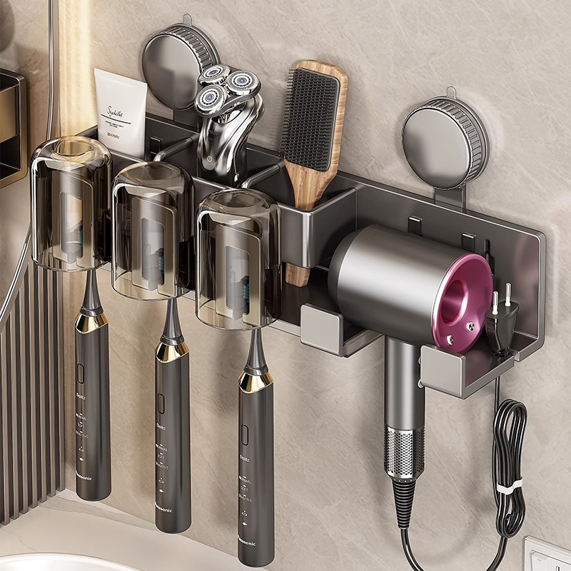 吸盘牙刷置物架免打孔壁挂式放漱口杯牙杯挂吹风机卫生间收纳电动