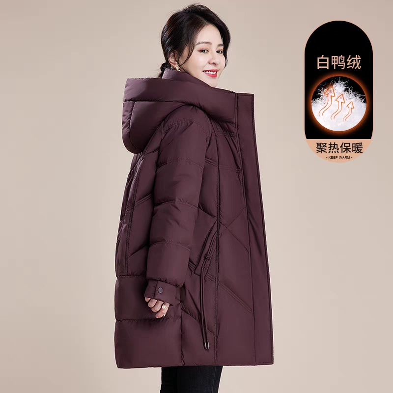 中老年妈妈羽绒服冬装外套2025新款中年人女秋冬季大码上衣中长款