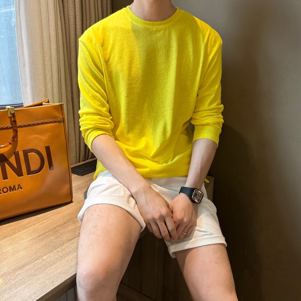 WUSHE物社夏季慵懒度假风男士宽松长袖休闲防晒T恤简约时尚打底衫