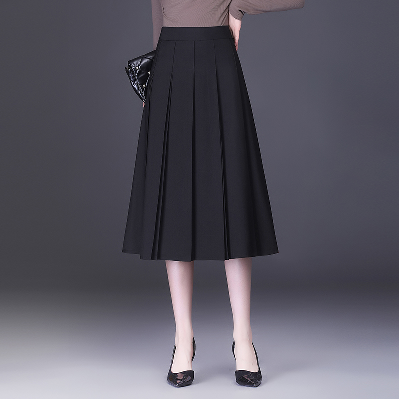 春秋韩版通勤西装百褶裙女2025新款半身裙中长显瘦高腰a字裙伞裙