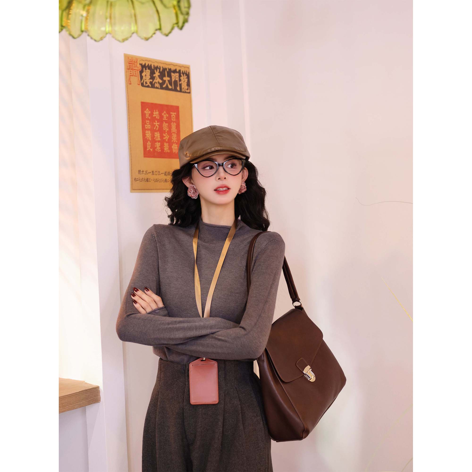 陈大器【觅秋】港风复古长袖针织春秋修身t恤内搭打底衫JC618858