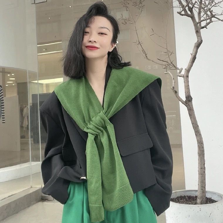 韩国东大门新款小披肩女韩版百搭ins潮针织毛线围巾秋冬外搭春秋