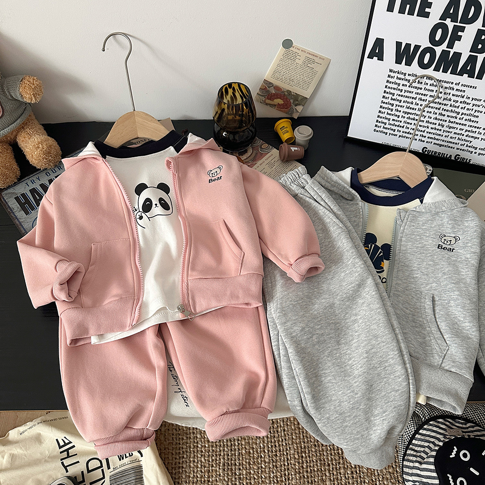 儿童华棉卫衣套装秋季韩版连帽男童时尚女童运动童装