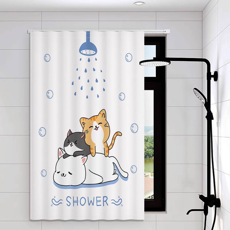 风格专用浴室可爱防泼水卷帘遮光顶装遮挡防霉浴帘布小窗户