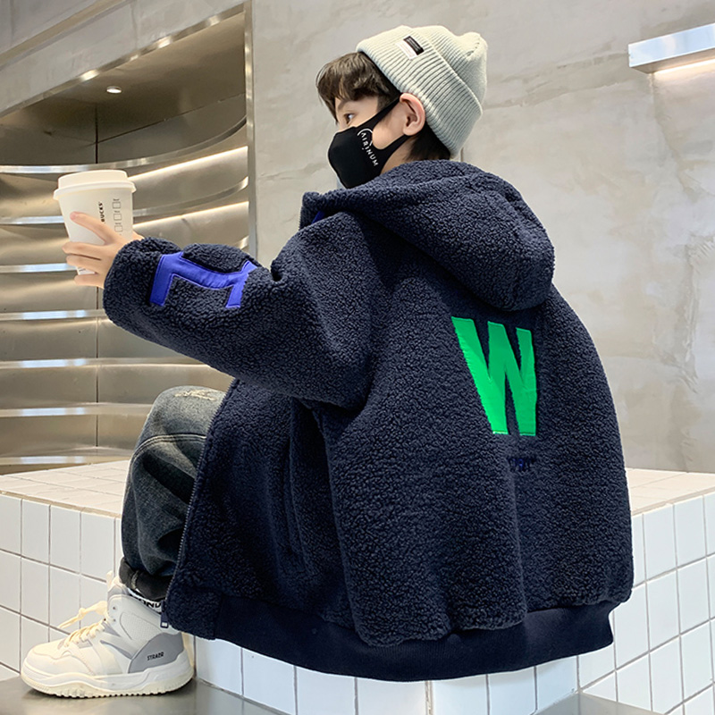 男童羔羔毛外套秋冬季2025新款儿童加厚毛毛衣大男孩羊羔绒冬款潮