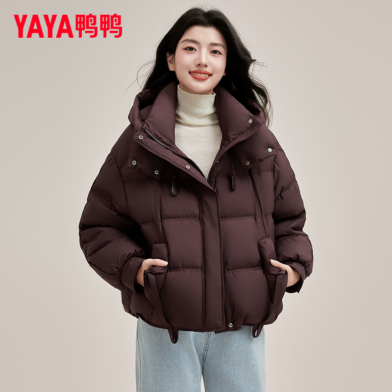 鸭鸭羽绒服2025女冬新款短款加厚连帽韩版时尚休闲外套