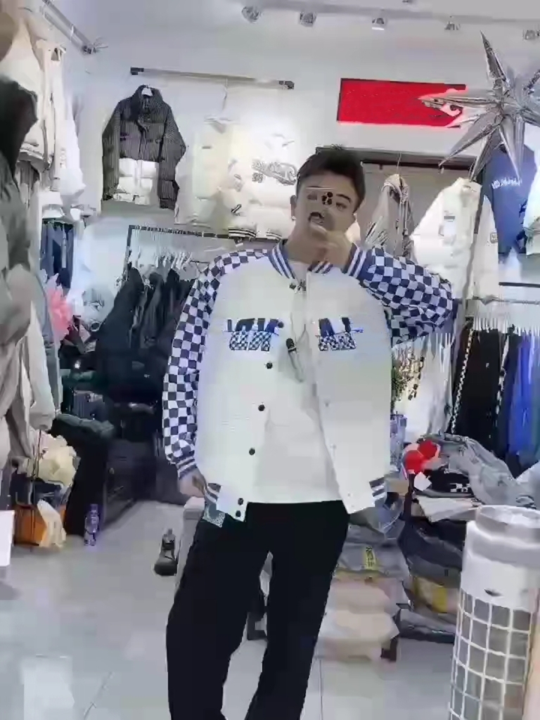 棋盘格棒球服夹克潮流刺绣炸街外套美式潮牌流行百搭褂子上衣