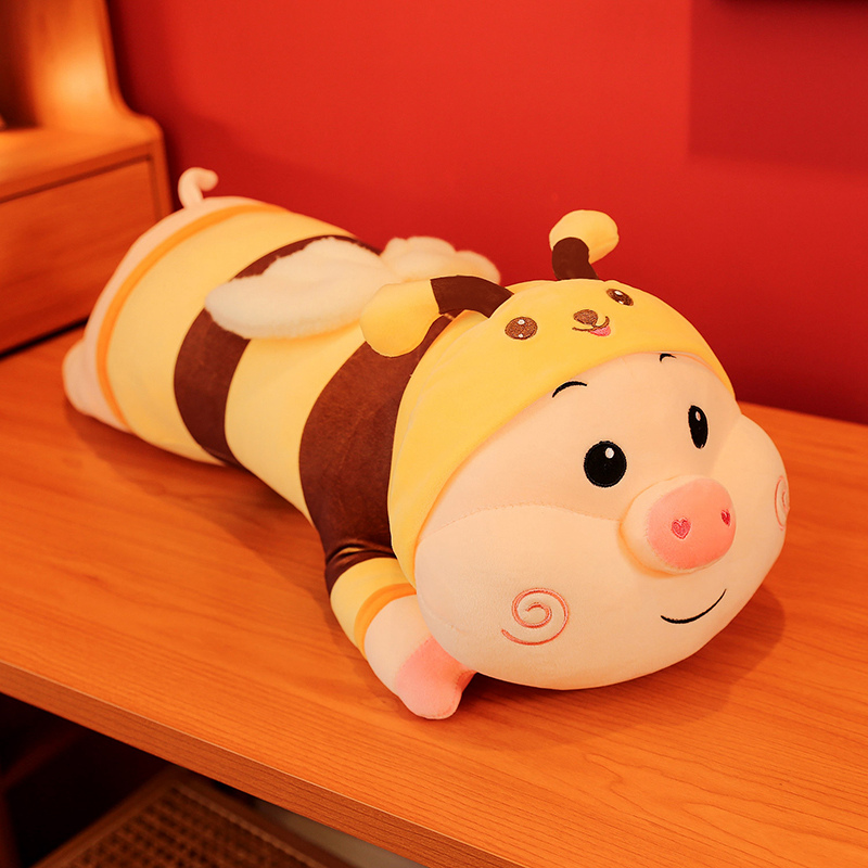蜜蜂猪公仔毛绒玩具趴趴小猪玩偶布娃娃睡觉抱枕女孩生日礼物儿童