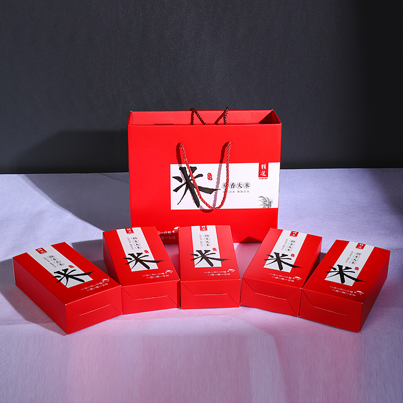 红色大米包装盒大号小米礼品盒小号五谷杂粮套装送礼盒杂粮通用盒