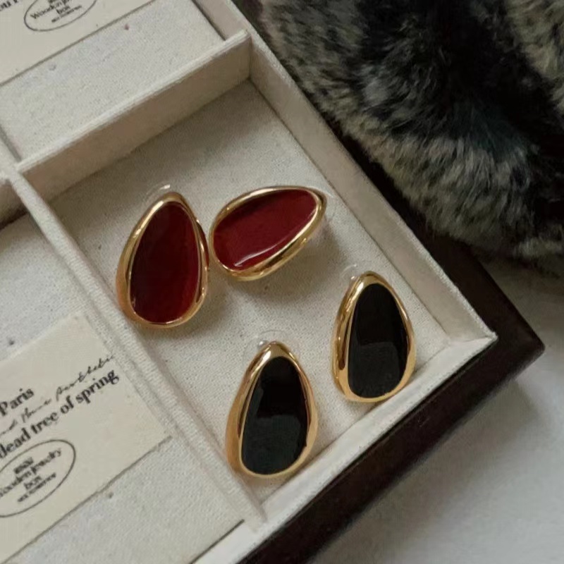 铜合金耳饰 【微醺舞会耳环女】滴釉水滴耳钉女