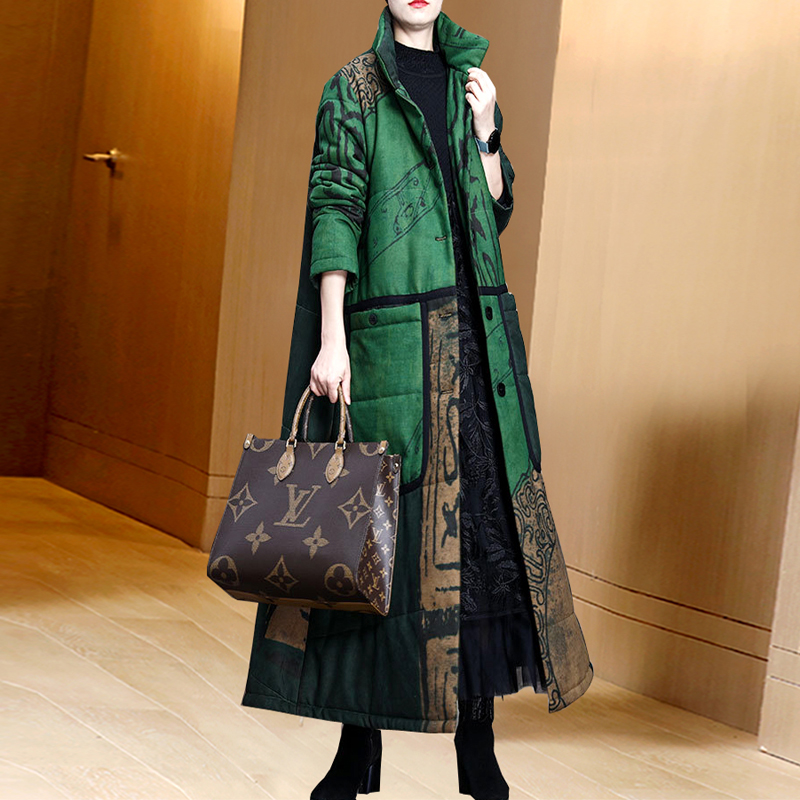 民族风夹棉加厚大衣女过膝长款2025冬季新款爆款国风棉服棉袄外套