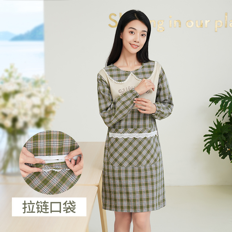 2024新款围裙厨房家用夏季可爱可擦手防水防油长袖罩衣女工作围裙