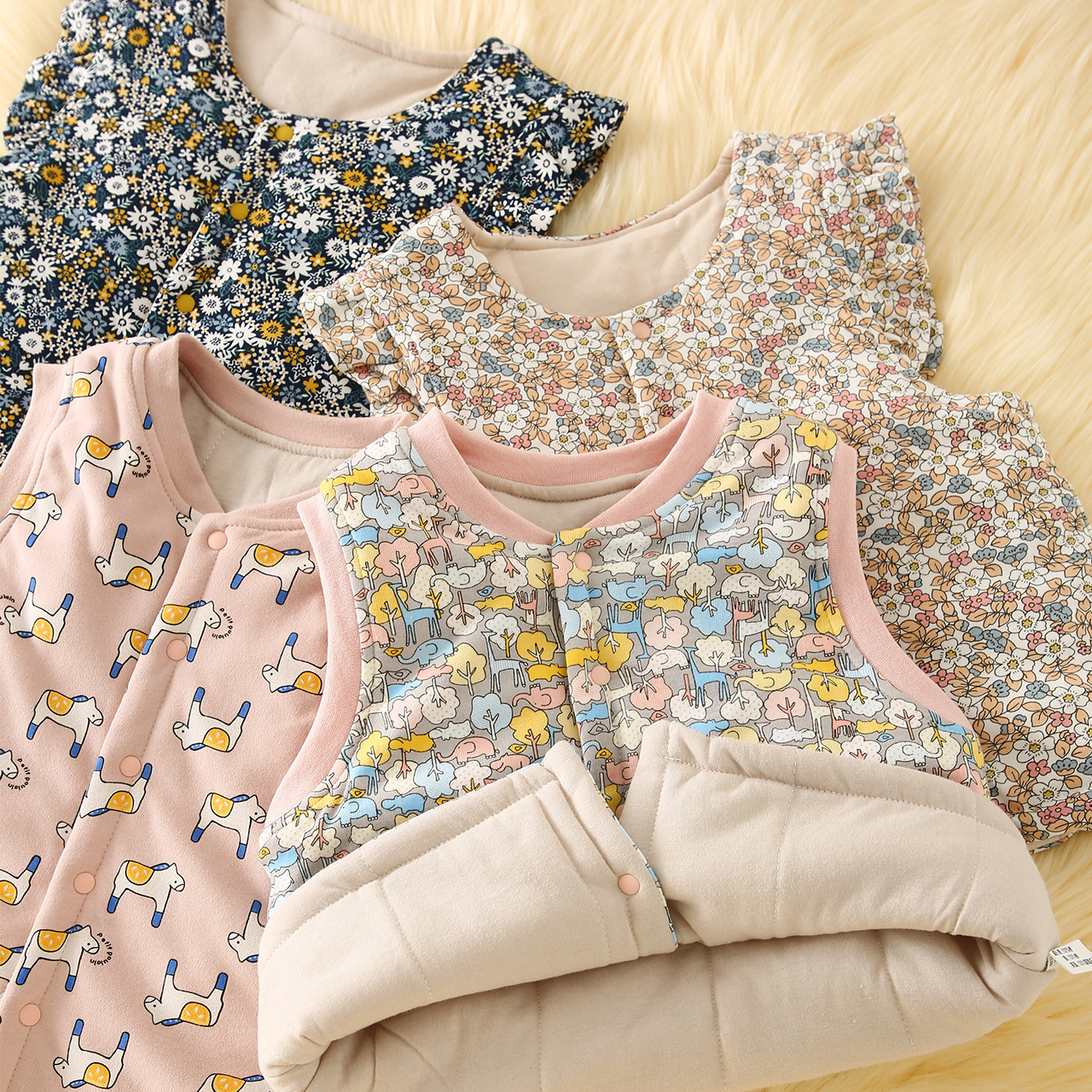 校服神器内搭宝宝儿童加厚背心马甲男童女童加绒保暖坎肩上衣夹棉