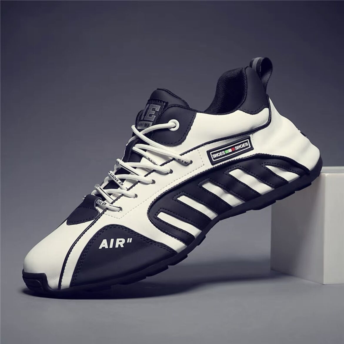 秋冬款运动真皮厚底增高休闲男鞋头层牛皮包底透气男鞋百搭时尚跑