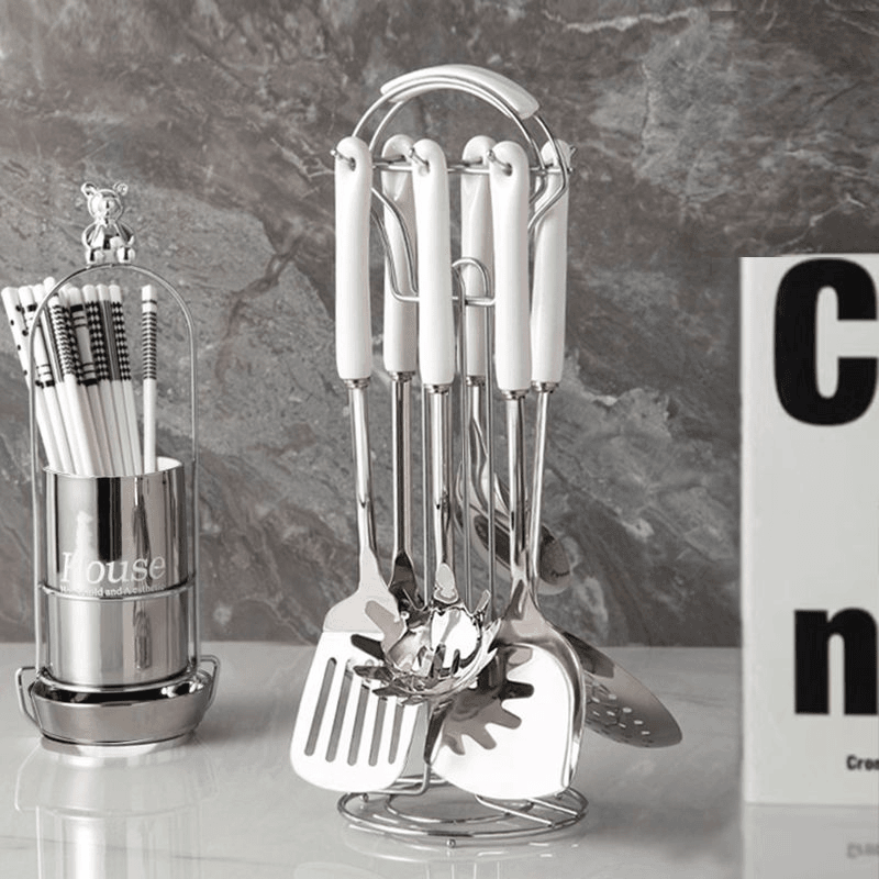 304不锈钢锅铲套装防烫陶瓷加厚厨房用烹饪炒菜铲勺家用轻奢厨具