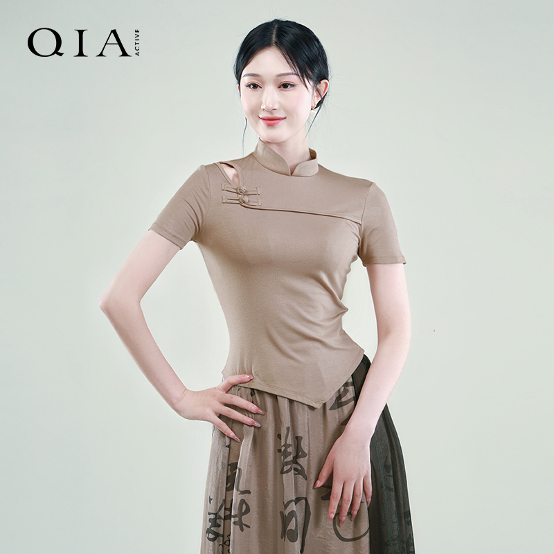 琪亚古典舞蹈练功服女中国风立领长袖现代舞形体训练服装显瘦上衣