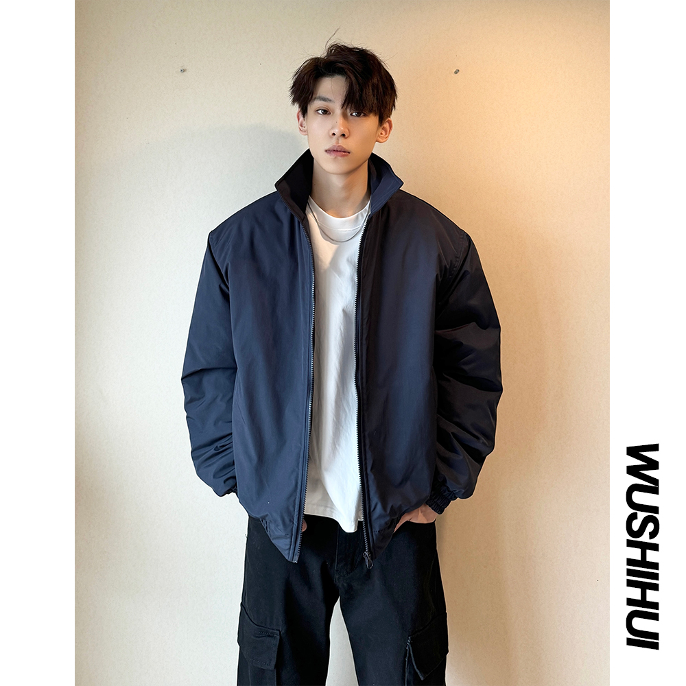 男生显壮宽肩棉衣基础款加厚保暖外套加棉夹克衫cleanfit百搭棉服