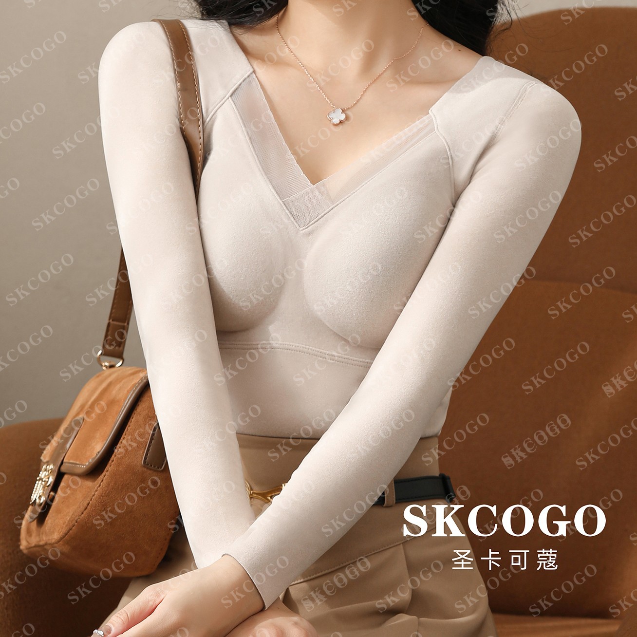 正版88053石墨烯无痕保暖免穿内衣固定杯打底内搭冬季