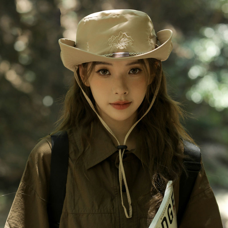 户外徒步爬山帽子登山帽女西部牛仔帽防晒帽遮阳帽渔夫帽露营帽