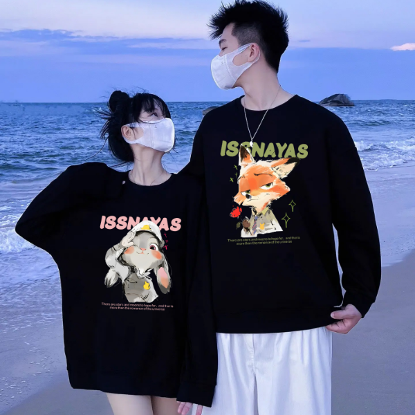 【两件装】issnayas狐狸兔子情侣卫衣潮流ins韩版宽松百搭休闲时尚