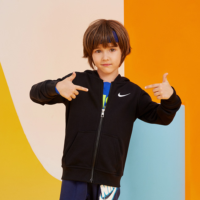 Nike耐克儿童童装男童秋冬连帽大童舒适加绒卫衣开衫NKB-KFZ-B287