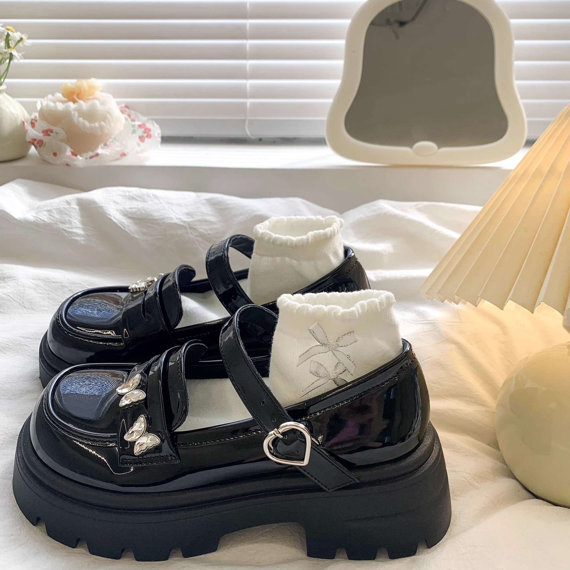 黑色厚底松糕小皮鞋女2024秋季新款日系jk复古配裙子玛丽珍单鞋子