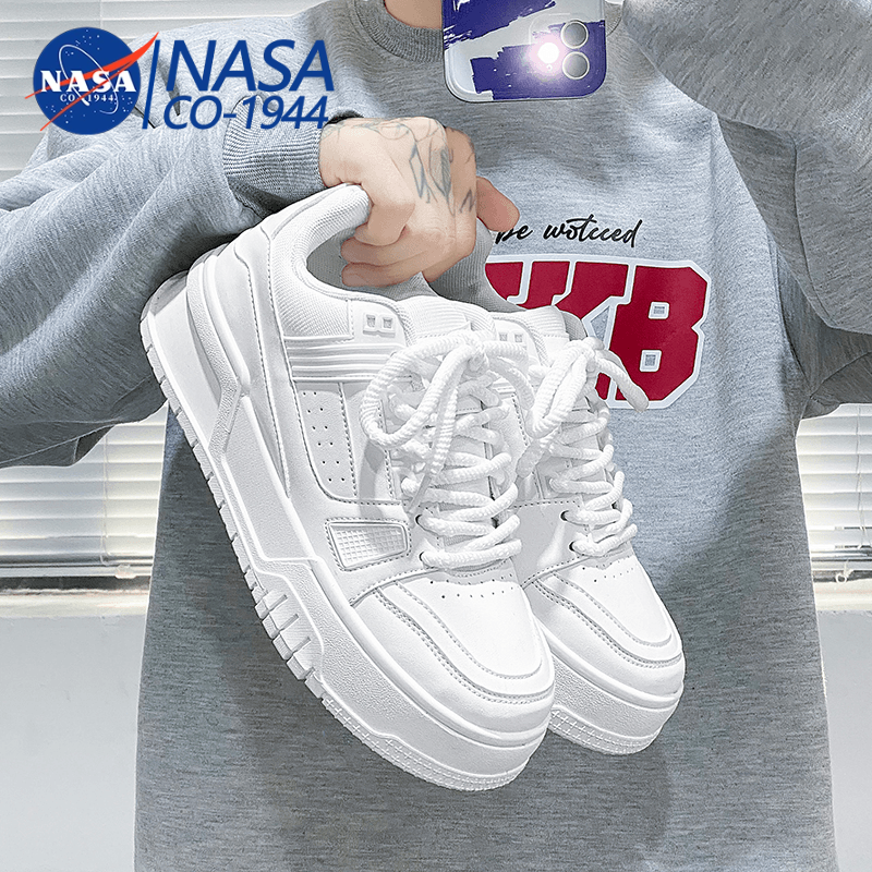 潮流百搭新款厚底小白鞋美式男款透气内增高男士鞋高中生男生板鞋