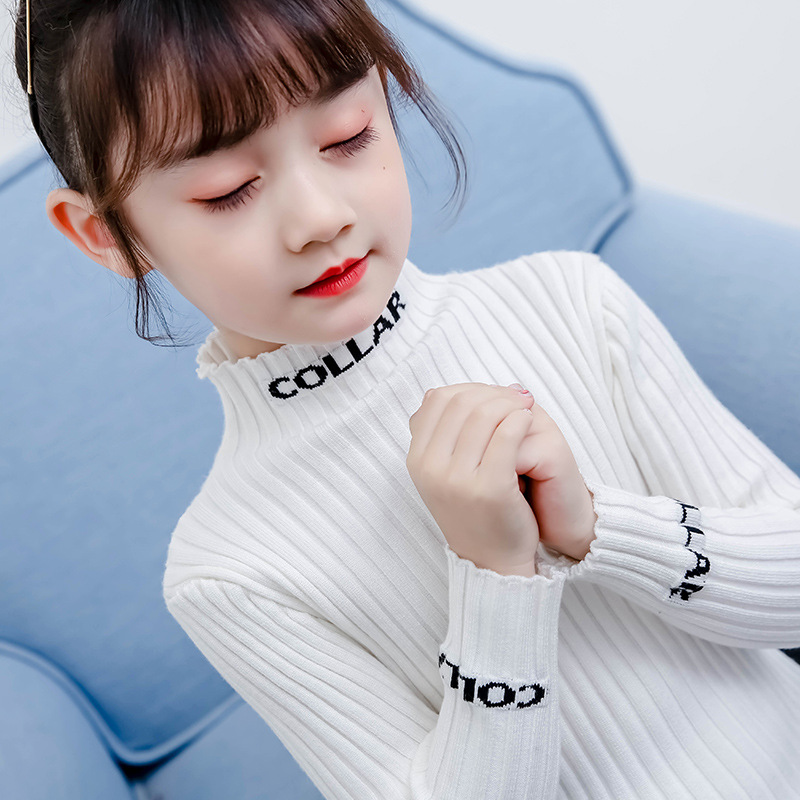女童毛衣秋冬2025新款秋季儿童打底衫针织中大童白色加绒加厚内搭
