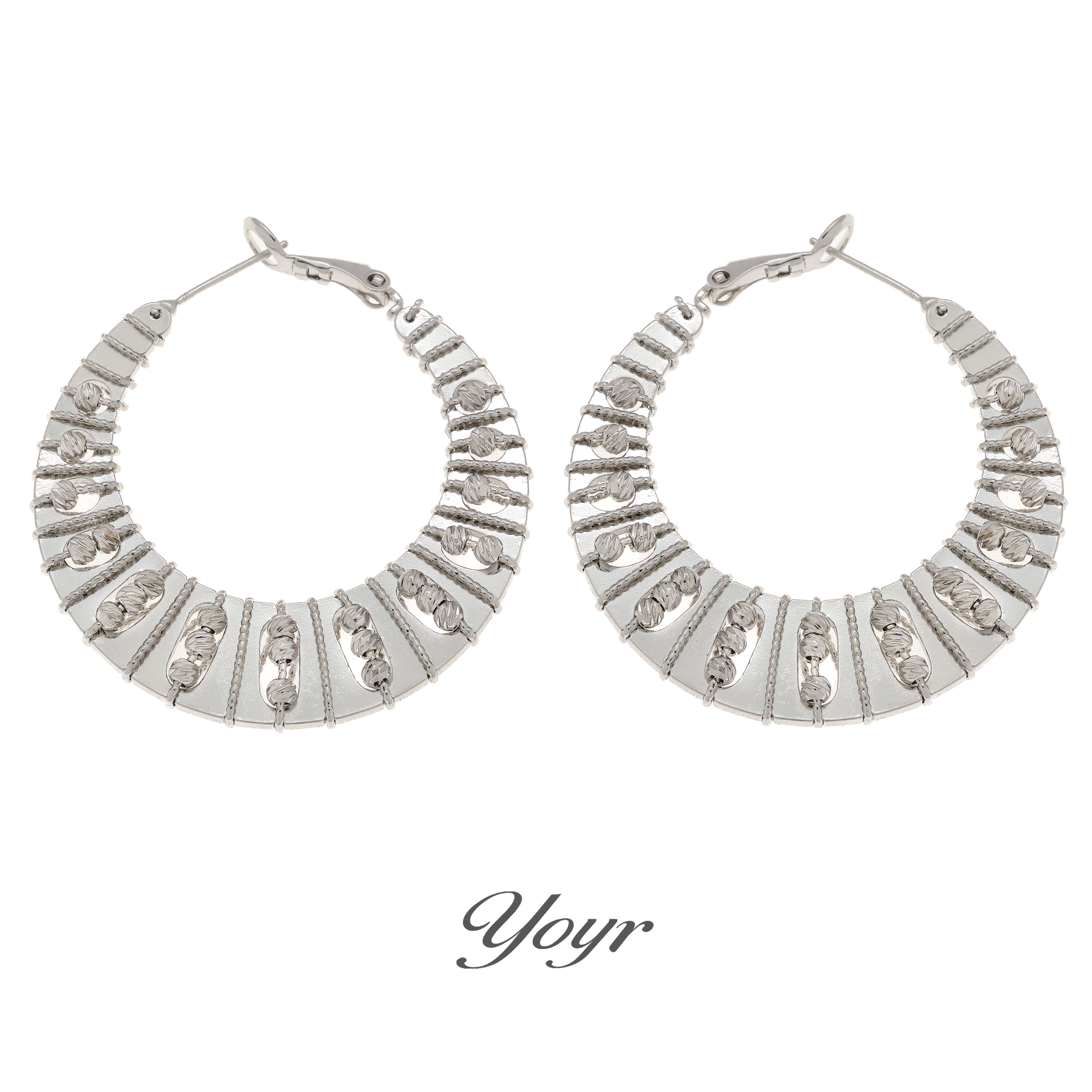 YOYR 铜合金耳饰 精工编织月牙耳圈 轻奢重工夸张气质个性大耳环