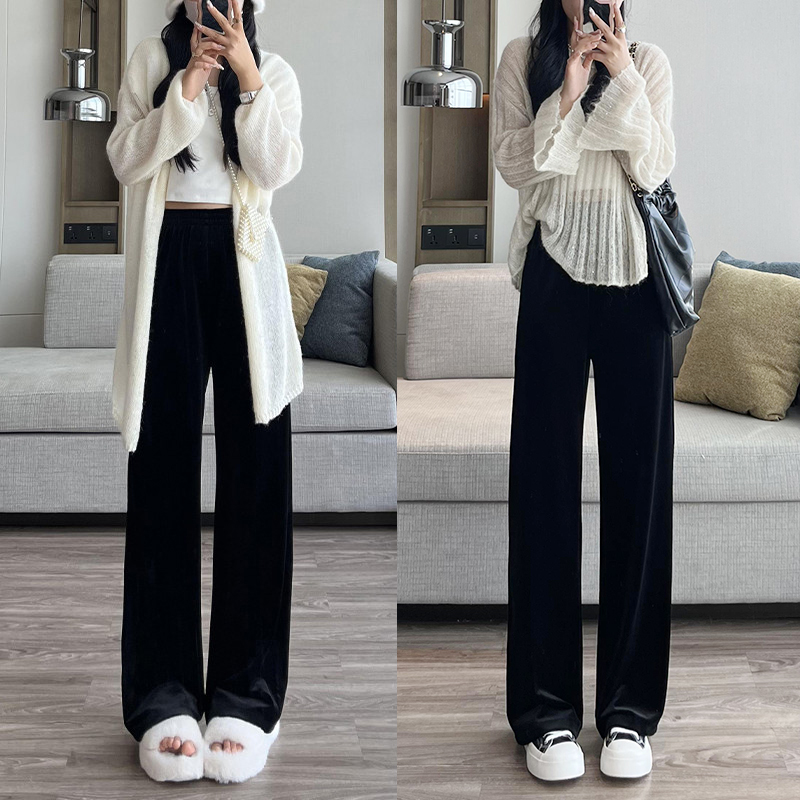 【金丝绒阔腿裤】春秋季时尚高腰显瘦百搭宽松休闲垂感直筒拖地裤女