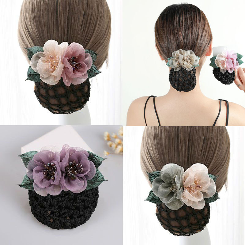 法式年轻复古花边洋气韩版小清新可爱超仙头花防掉职业粗网发网