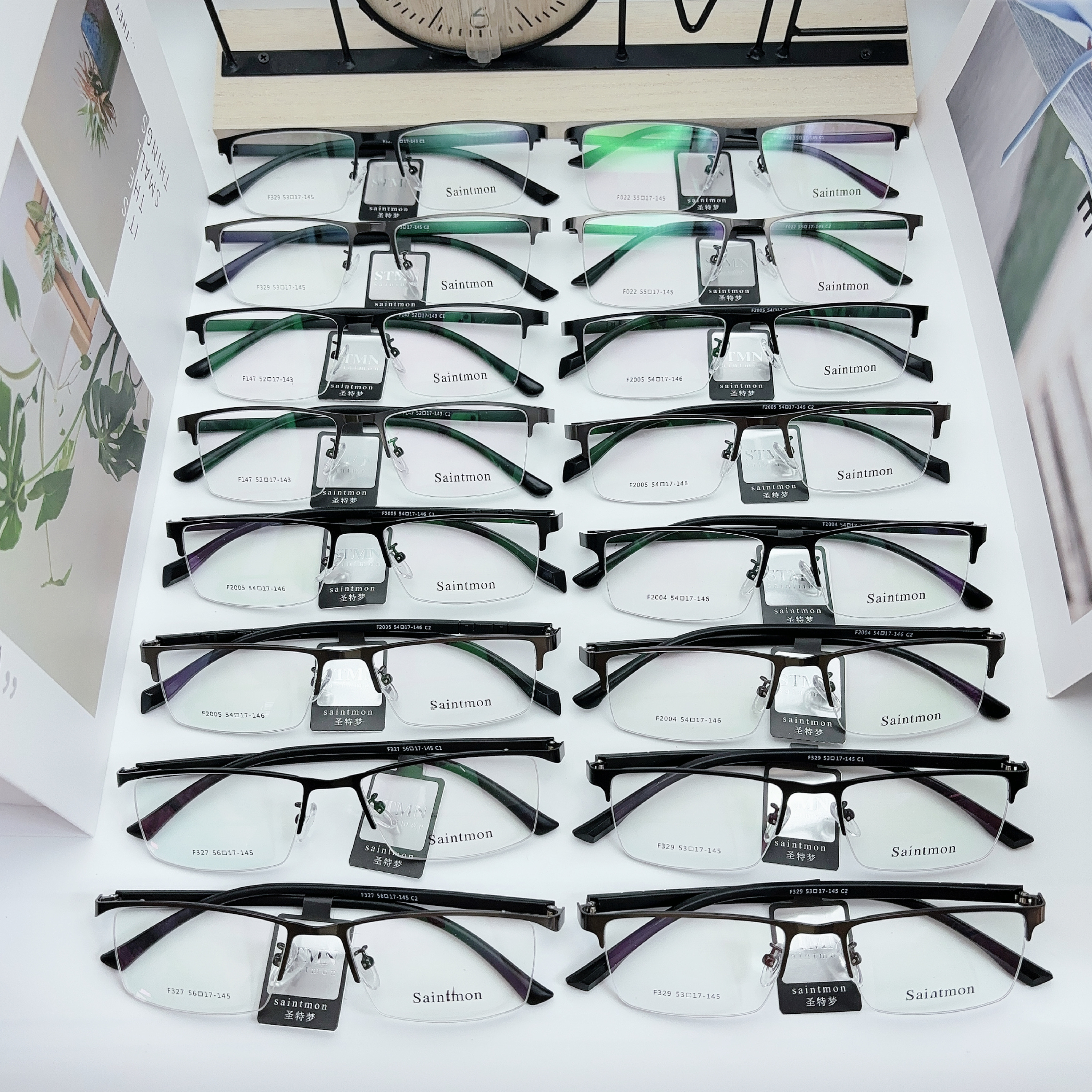 高档男款气质商务眼镜框黑色全框拉丝半框钢皮架近视光学架