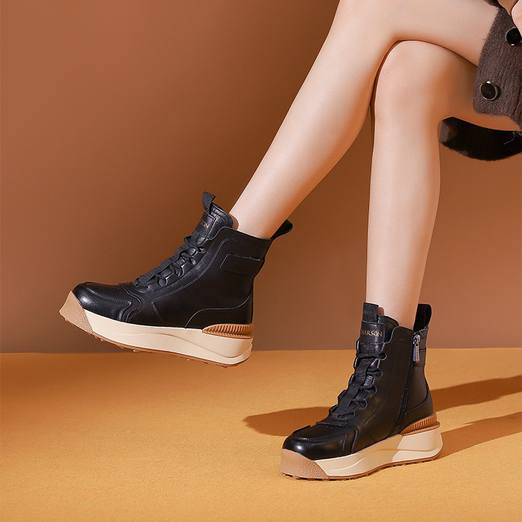 【专柜同款】冬季厚底加绒短靴马丁靴工装靴短筒百搭休闲靴HA237709