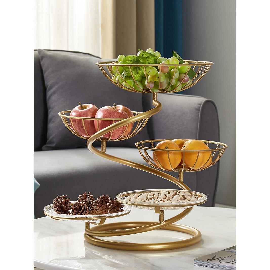 轻奢多层水果盘架家用客厅茶几干果零食摆放盘2022新款水果篮网红