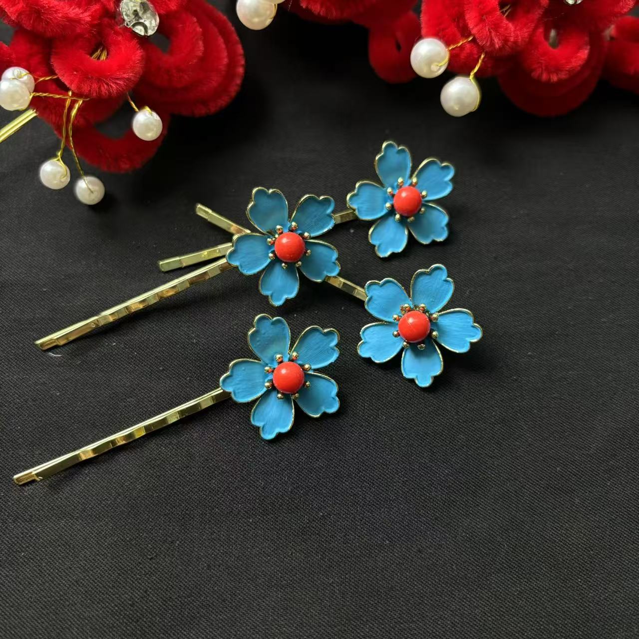 【蝶恋花】景泰蓝配饰戏曲越剧黄梅戏花旦小姐头饰