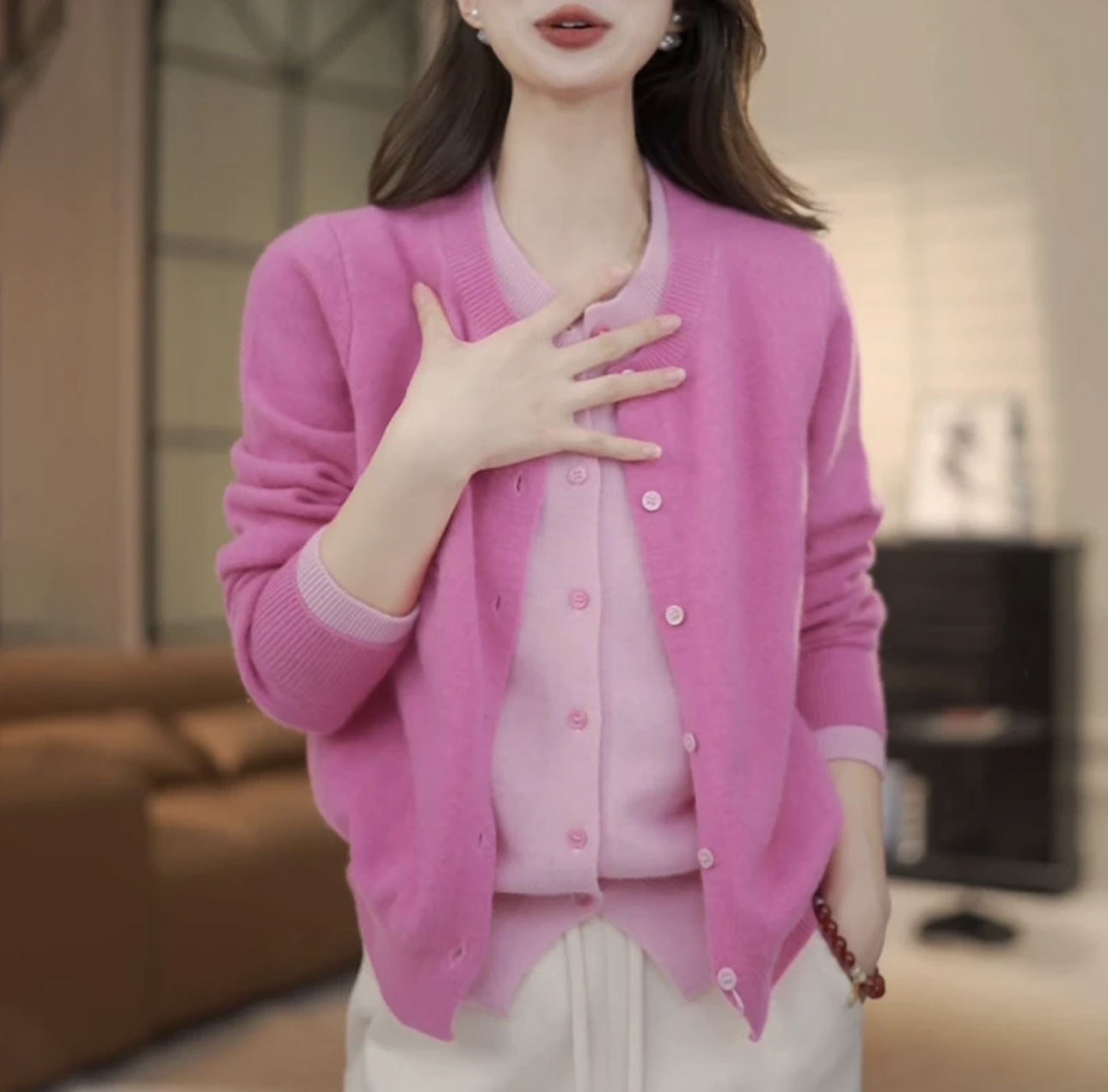 时尚新款时尚百搭毛衣简约气质假两件撞色外搭韩版针织衫F8-20