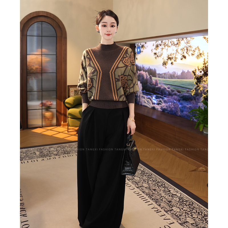 2025秋冬款【Q-D828】含绵羊毛可外穿精致打底针织衫咖色毛衣