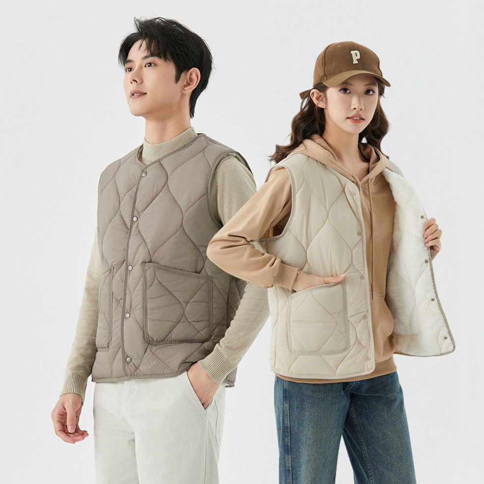 2025爆款男士马甲冬季羊羔绒男女保暖休闲加绒加厚特大码内搭贴身