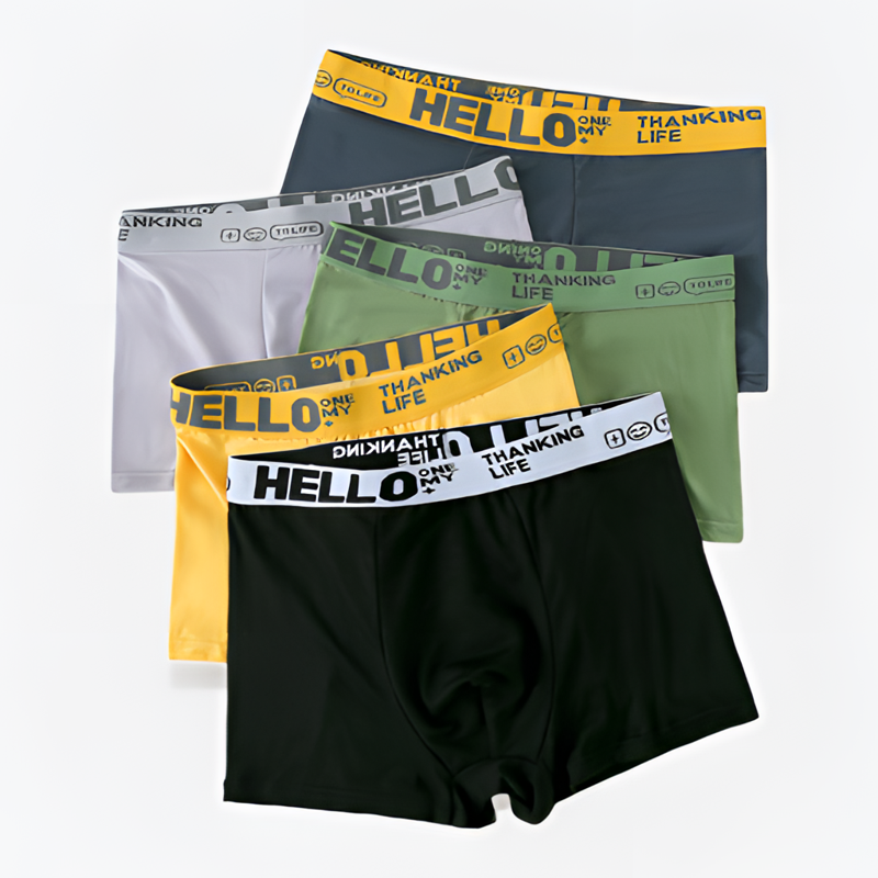 四条装HELLO男士短裤舒适透气男士内裤柔软亲肤平角裤男四角裤