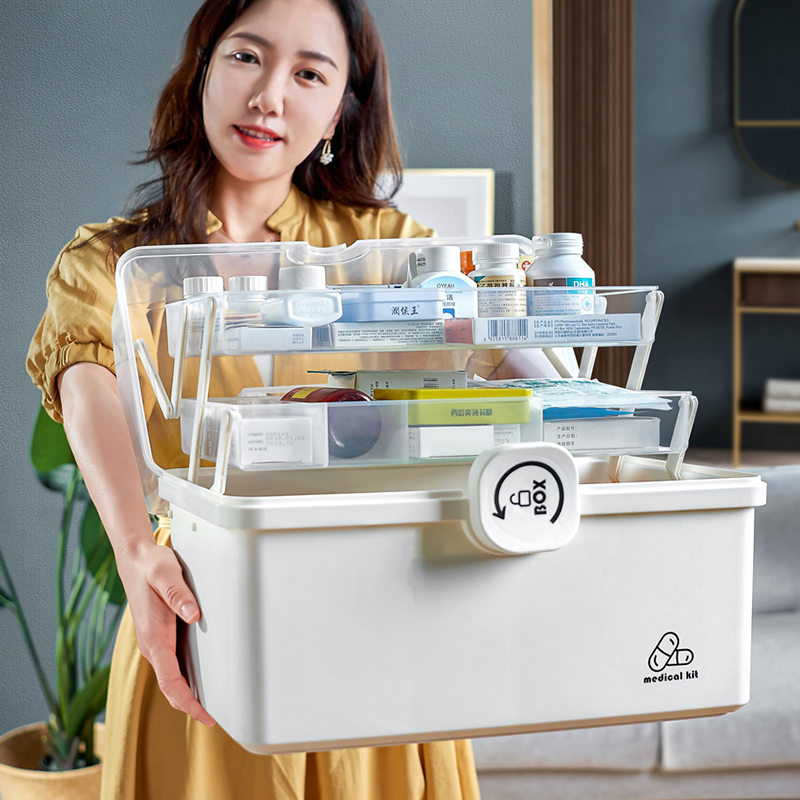 透明家庭装大容量药品箱家用药盒收纳盒提箱分类特大号医药箱优选