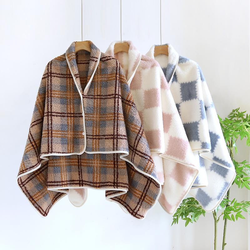 月子披肩秋冬季产后春秋斗篷产妇喂奶防风保暖外出防寒法兰绒加厚