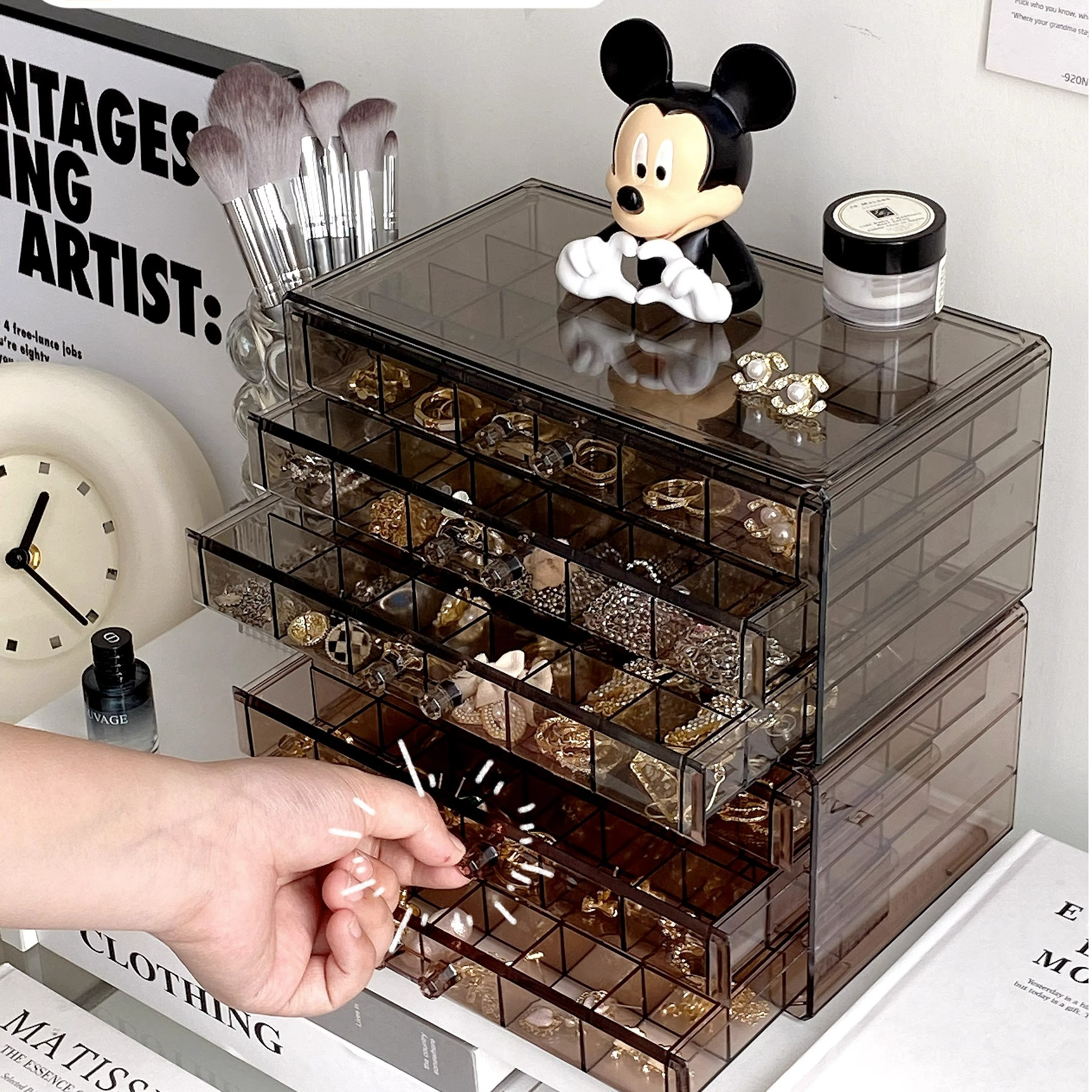 2023新款首饰收纳盒饰品耳环项链耳钉戒指多层抽屉式首饰盒亚克力